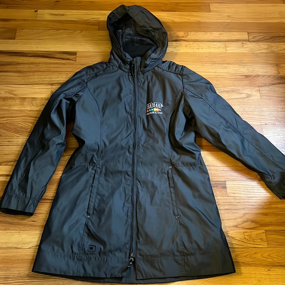 Ogio M&M Racing Raincoat - grey with hood and 18 on back